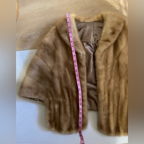 Vintage Mink  fur Shawl jacket vest size M Tan - Picture 13 of 14